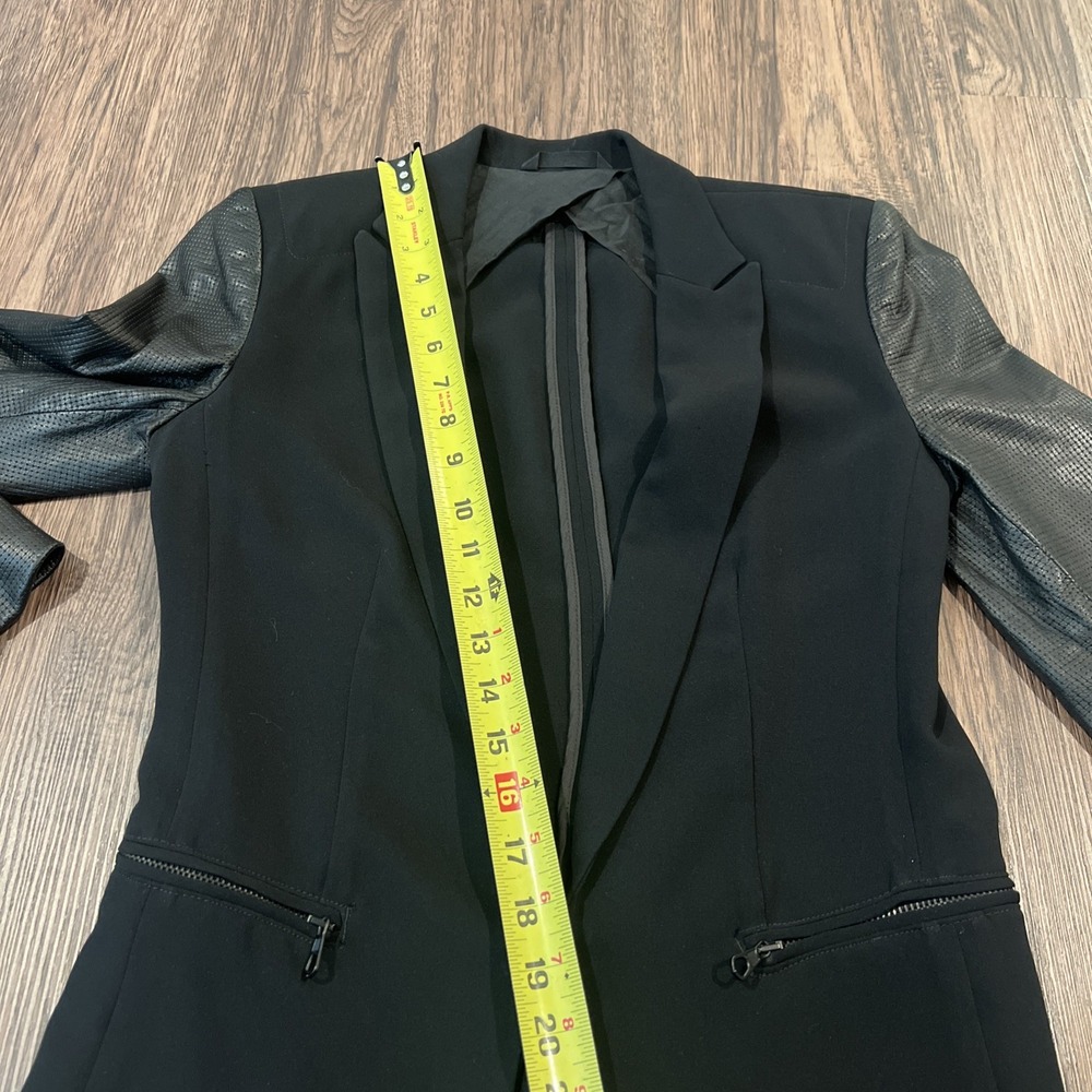 Rag & Bone Blazer Jacket Womens Black Lambskin Leather Sleeves Shawl Collar Sz 2 - Picture 5 of 10
